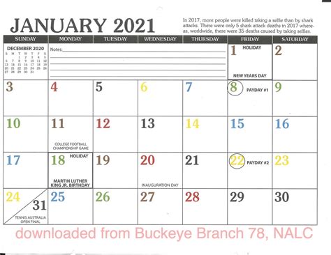 Nalc Color Calendar 2022